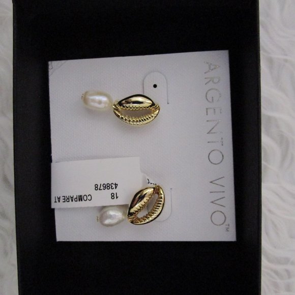 NWT Gold tone ARGENTO VIVO Pearl Drop EARRINGS - Picture 4 of 8